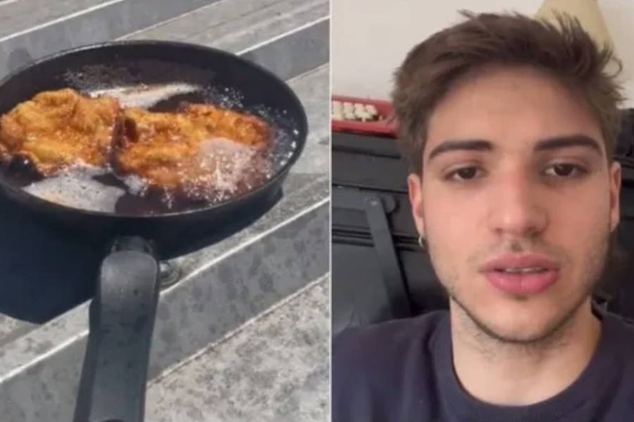 Insólito: un joven fritó una milanesa en el techo de su casa durante la ola de calor