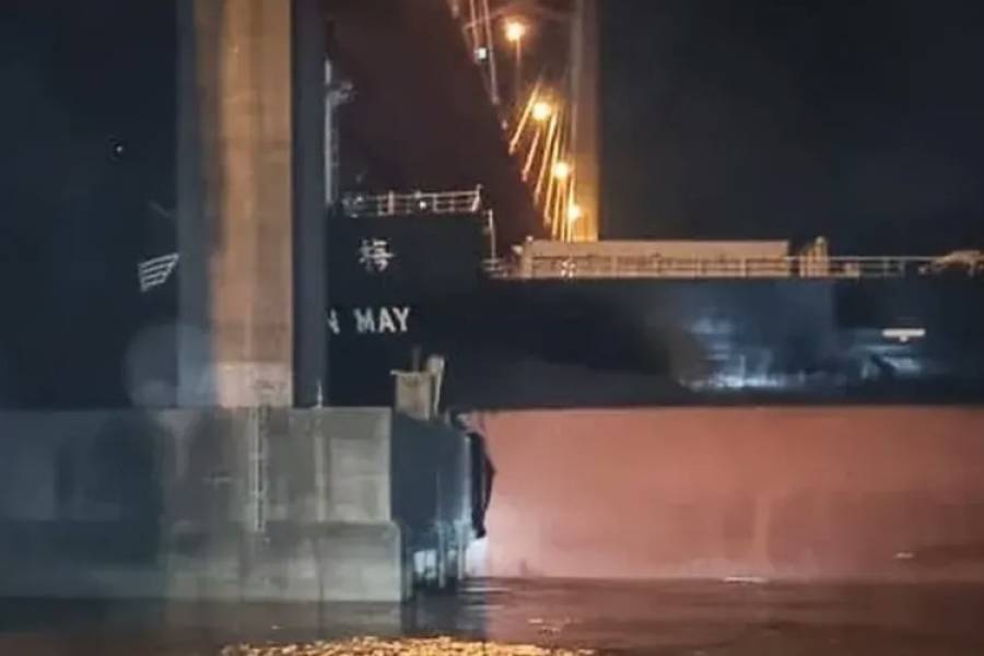 Un barco de gran tamaño chocó contra el puente Zárate-Brazo Largo