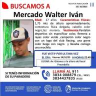 Buscan a Walter Iván Mercado