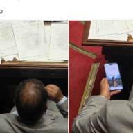 Polémica en Uruguay: captan a un senador del Partido Nacional mirando fotos de Zaira Nara en plena sesión