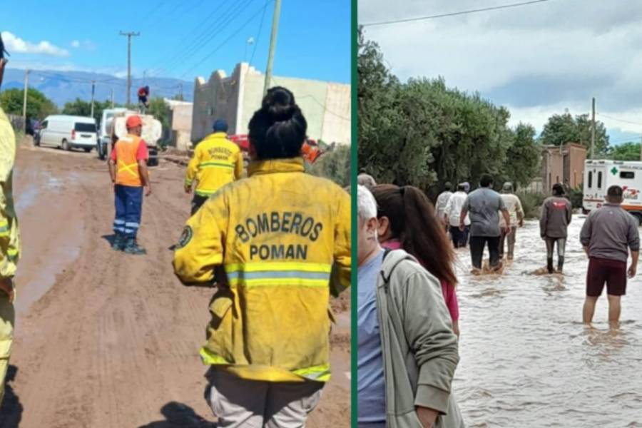 Bomberos voluntarios de Pomán asistieron a familias riojanas afectadas por las tormentas