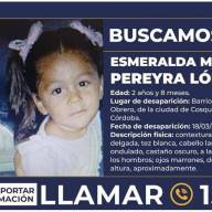 Alerta Sofía en Córdoba: Desesperada búsqueda de Esmeralda, la nena de 2 años desaparecida en Cosquín